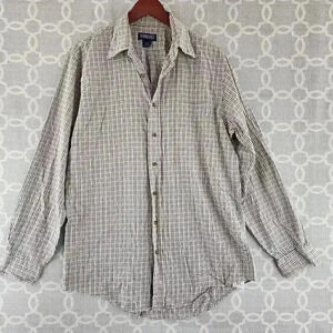 Lands' End Button Down Plaid Men's Dress Shirt 16.5 -36 Tall